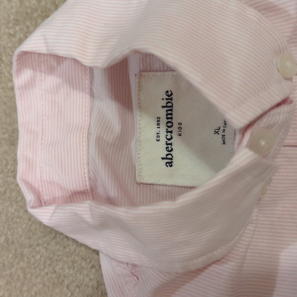 Two Girls Abercrombie Kids XL Button down Striped Shirts Navy Pink - Picture 5 of 5
